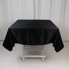 Lamour Satin 54"x54" Square Tablecloth Black - Durable & Silk-Like Table Cover for Weddings & Parties