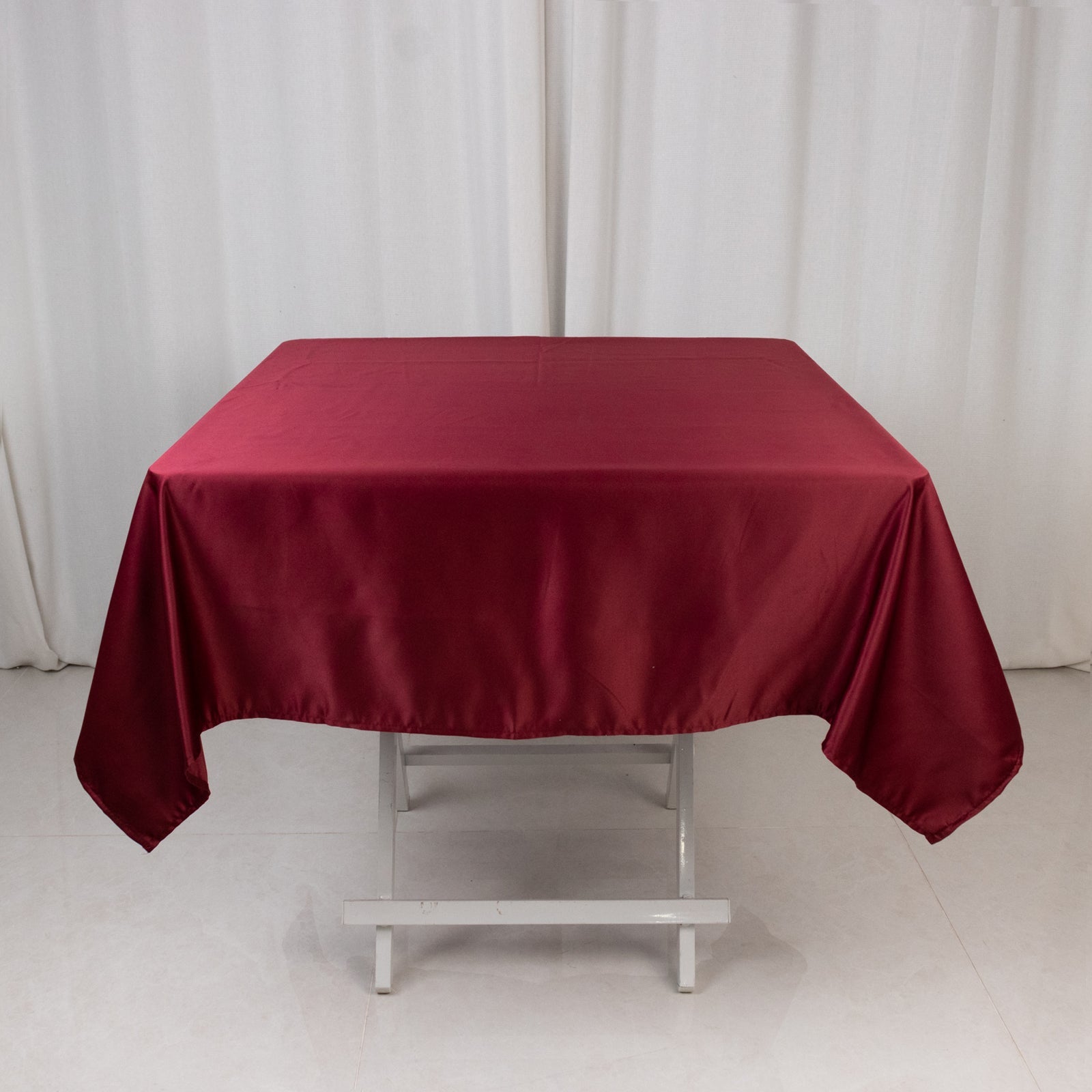 Lamour Satin 54"x54" Square Tablecloth Burgundy - Durable & Silk-Like Table Cover