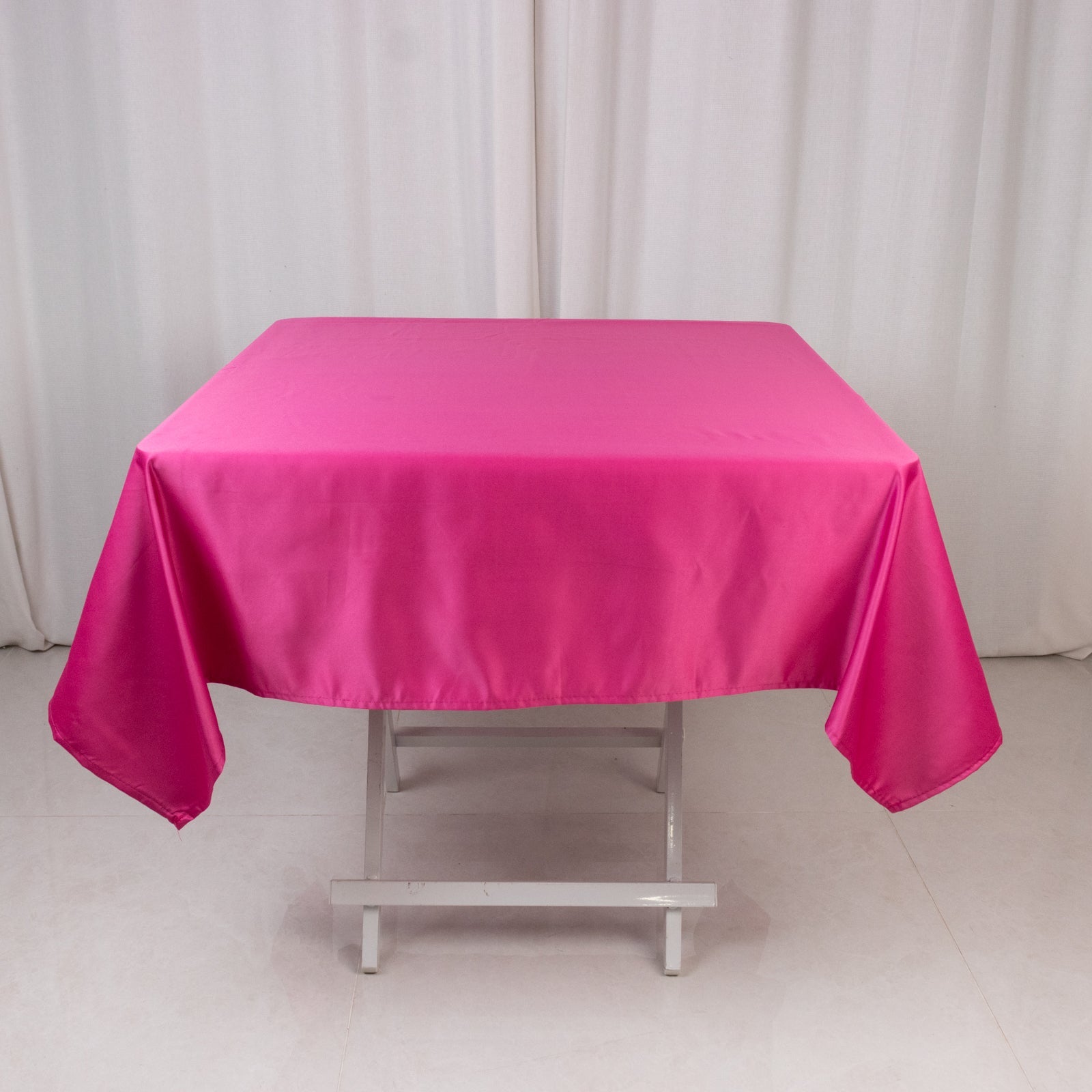 Lamour Satin 54"x54" Square Tablecloth Fuchsia - Durable & Silk-Like Table Cover