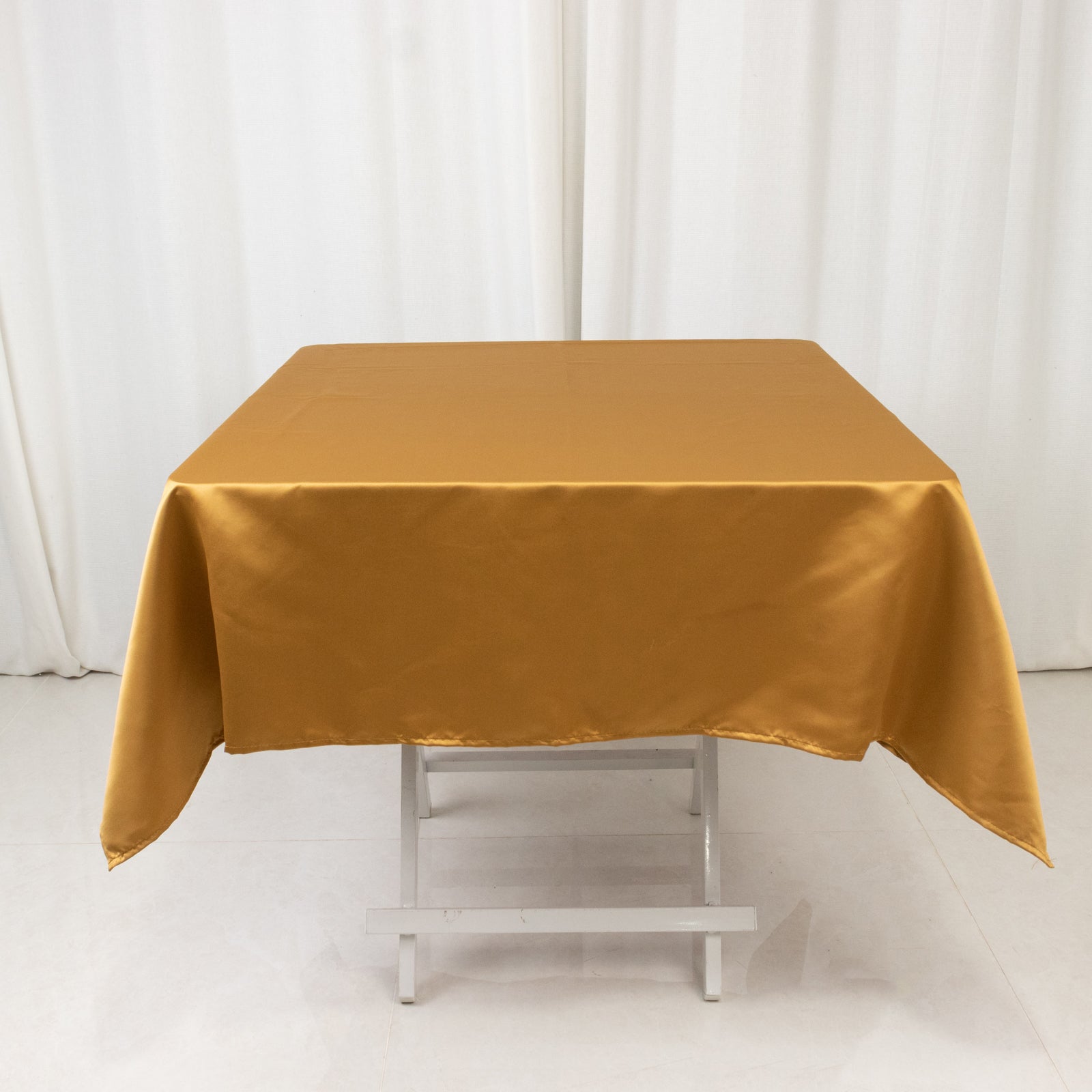 Lamour Satin 54"x54" Square Tablecloth Gold - Durable & Silk-Like Table Cover