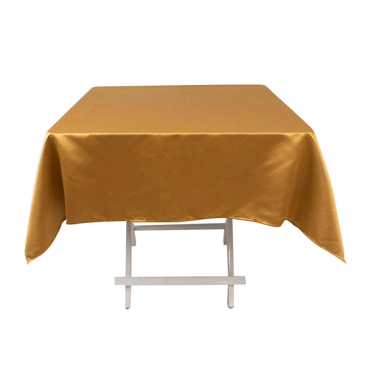 Lamour Satin 54"x54" Square Tablecloth Gold - Durable & Silk-Like Table Cover