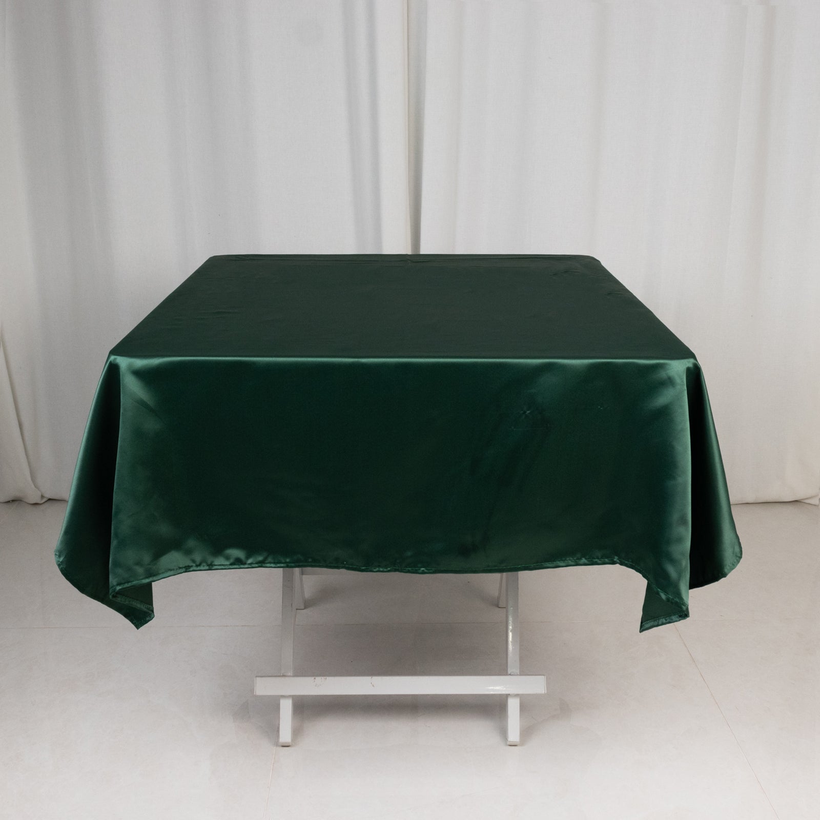 Lamour Satin 54"x54" Square Tablecloth Hunter Emerald Green - Durable & Silk-Like Table Cover