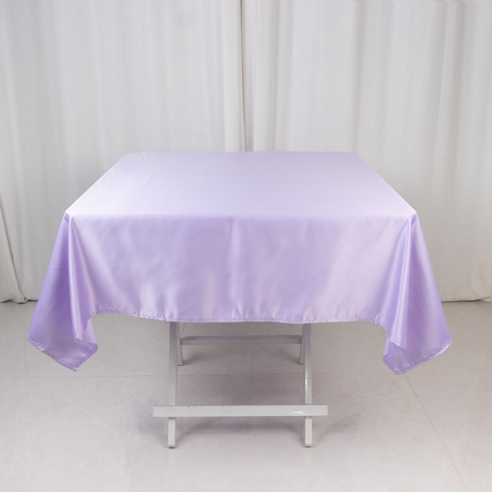Lamour Satin 54"x54" Square Tablecloth Lavender Lilac - Durable & Silk-Like Table Cover