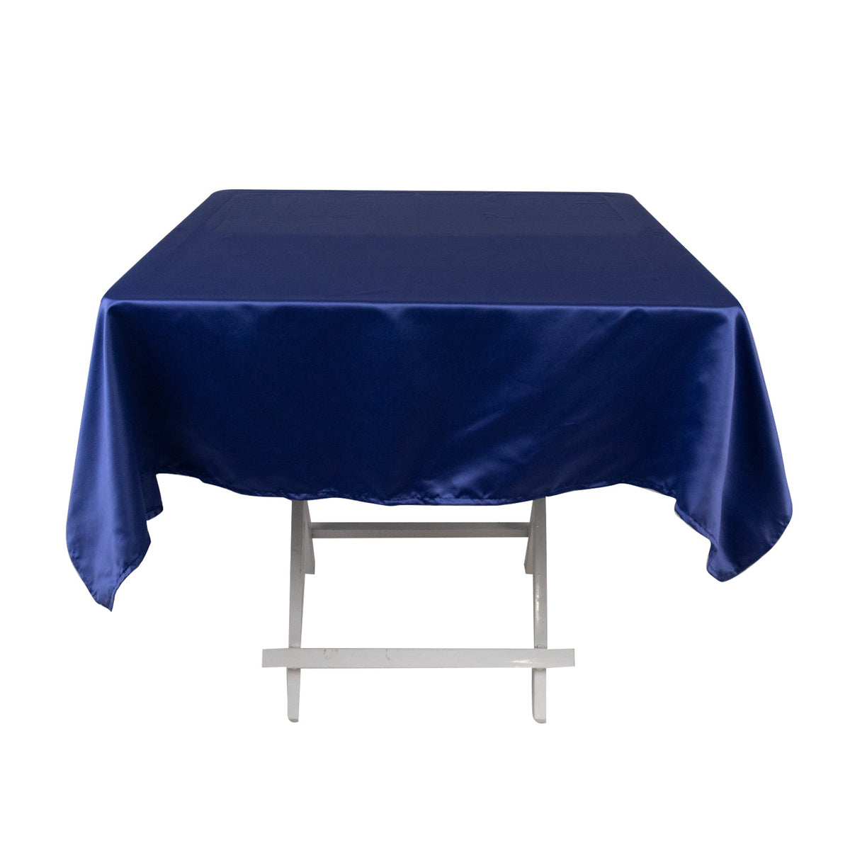 Lamour Satin 54"x54" Square Tablecloth Navy Blue - Durable & Silk-Like Table Cover