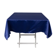 Lamour Satin 54"x54" Square Tablecloth Navy Blue - Durable & Silk-Like Table Cover