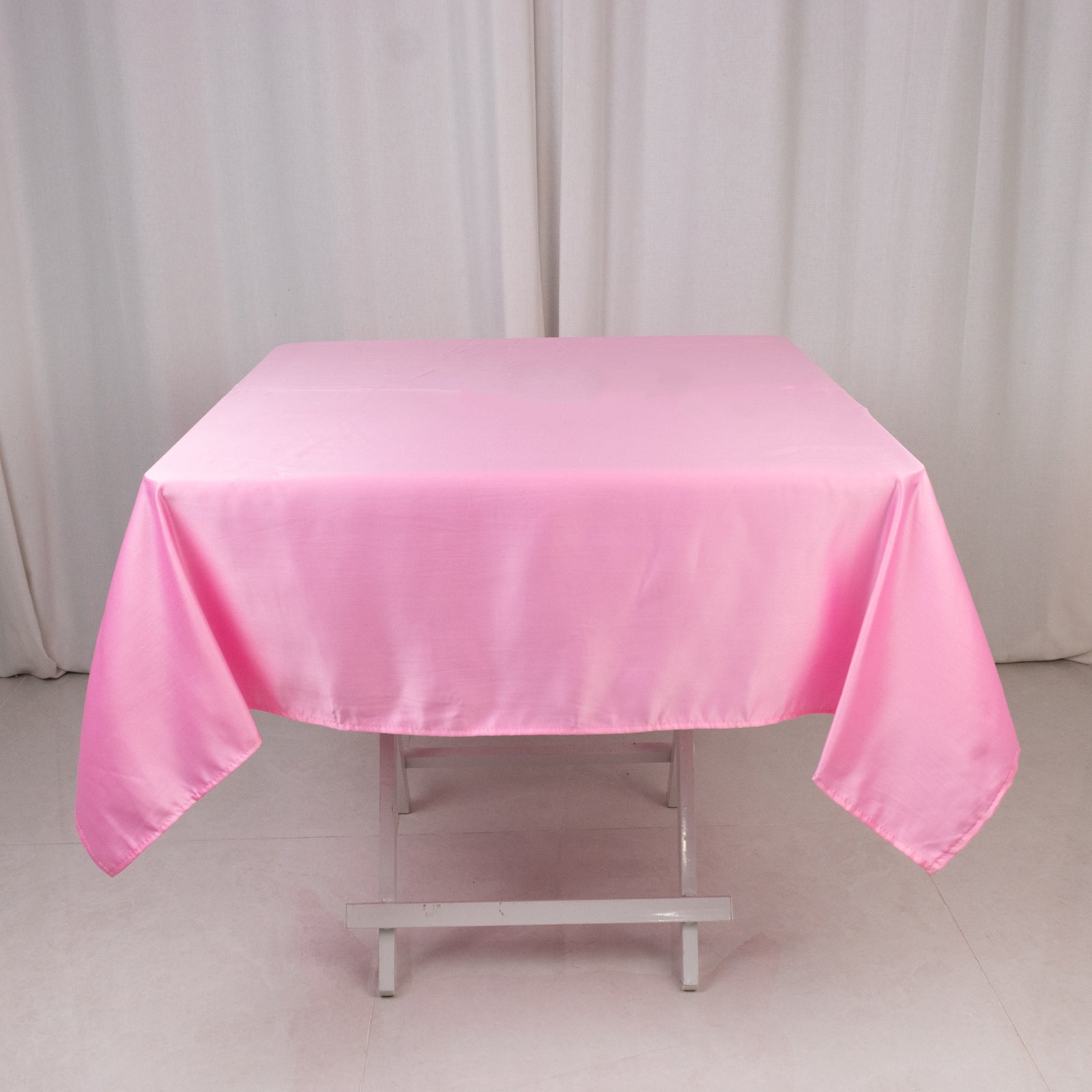 Lamour Satin 54"x54" Square Tablecloth Pink - Durable & Silk-Like Table Cover