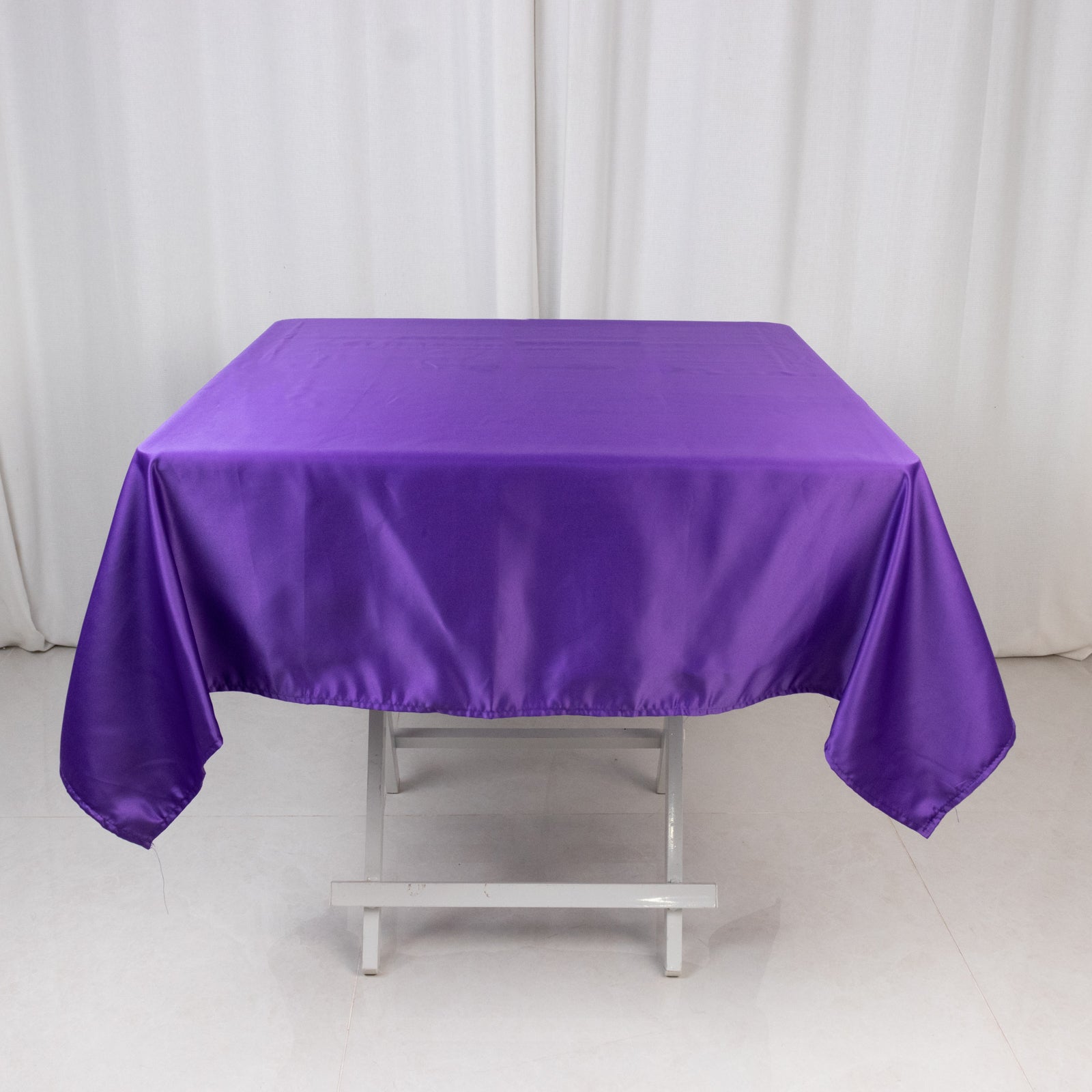 Lamour Satin 54"x54" Square Tablecloth Purple - Durable & Silk-Like Table Cover