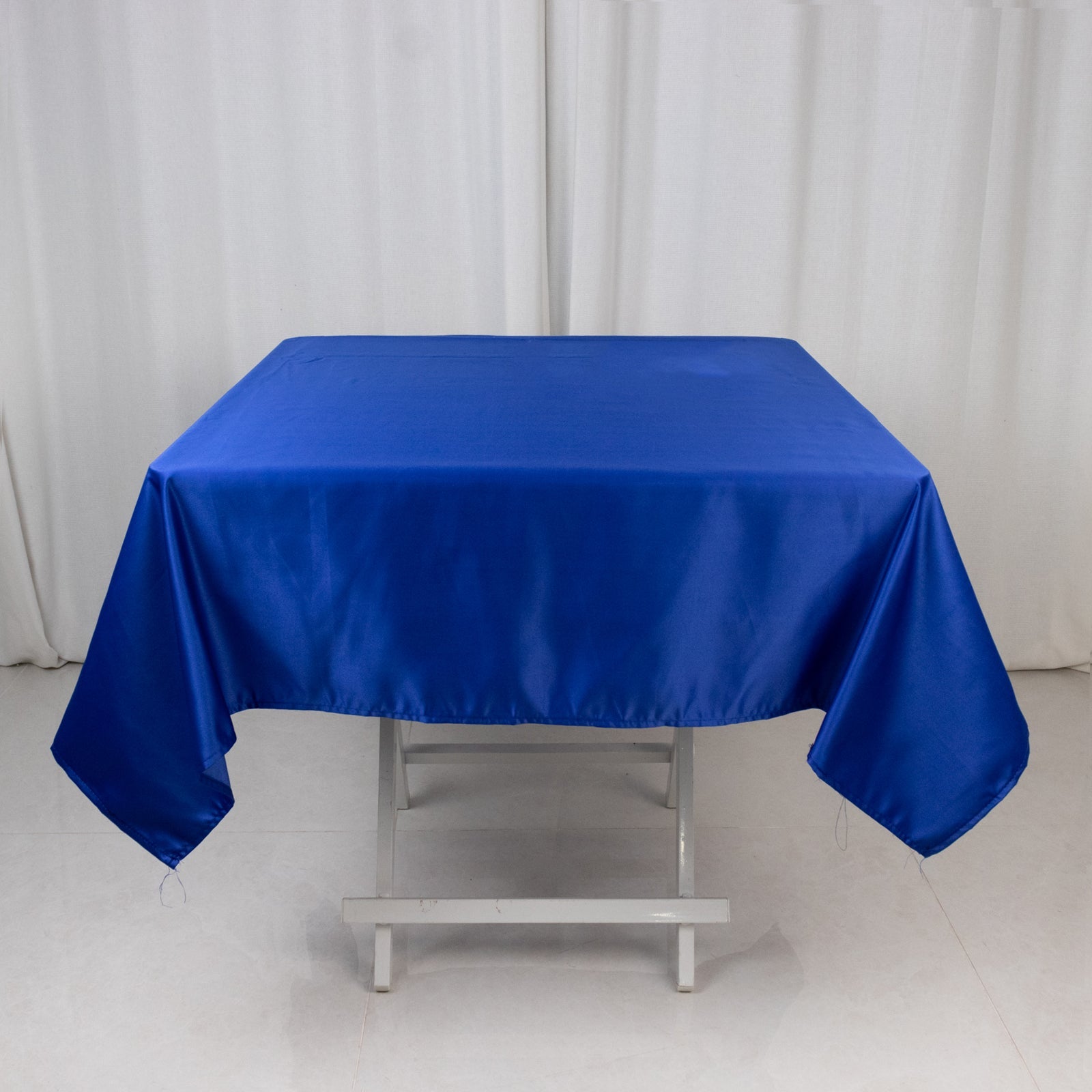 Lamour Satin 54"x54" Square Tablecloth Royal Blue - Durable & Silk-Like Table Cover