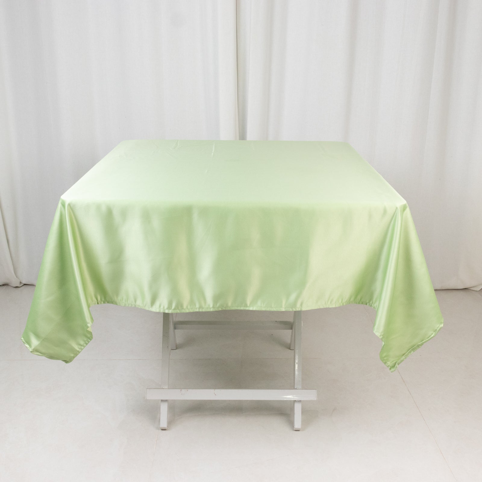 Lamour Satin 54"x54" Square Tablecloth Sage Green - Durable & Silk-Like Table Cover