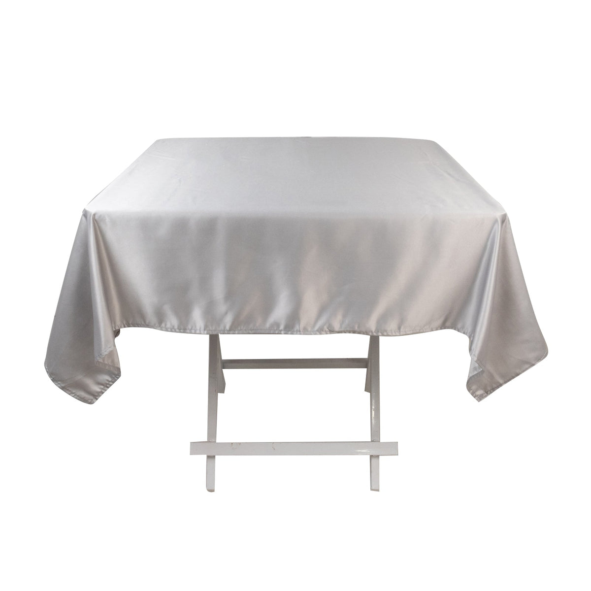 Lamour Satin 54"x54" Square Tablecloth Silver - Durable & Silk-Like Table Cover