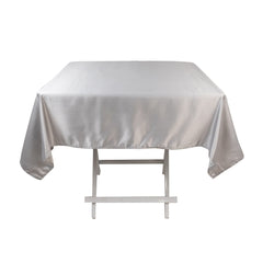 Lamour Satin 54"x54" Square Tablecloth Silver - Durable & Silk-Like Table Cover