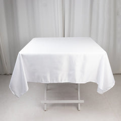 Lamour Satin 54"x54" Square Tablecloth White - Durable & Silk-Like Table Cover for Weddings & Parties