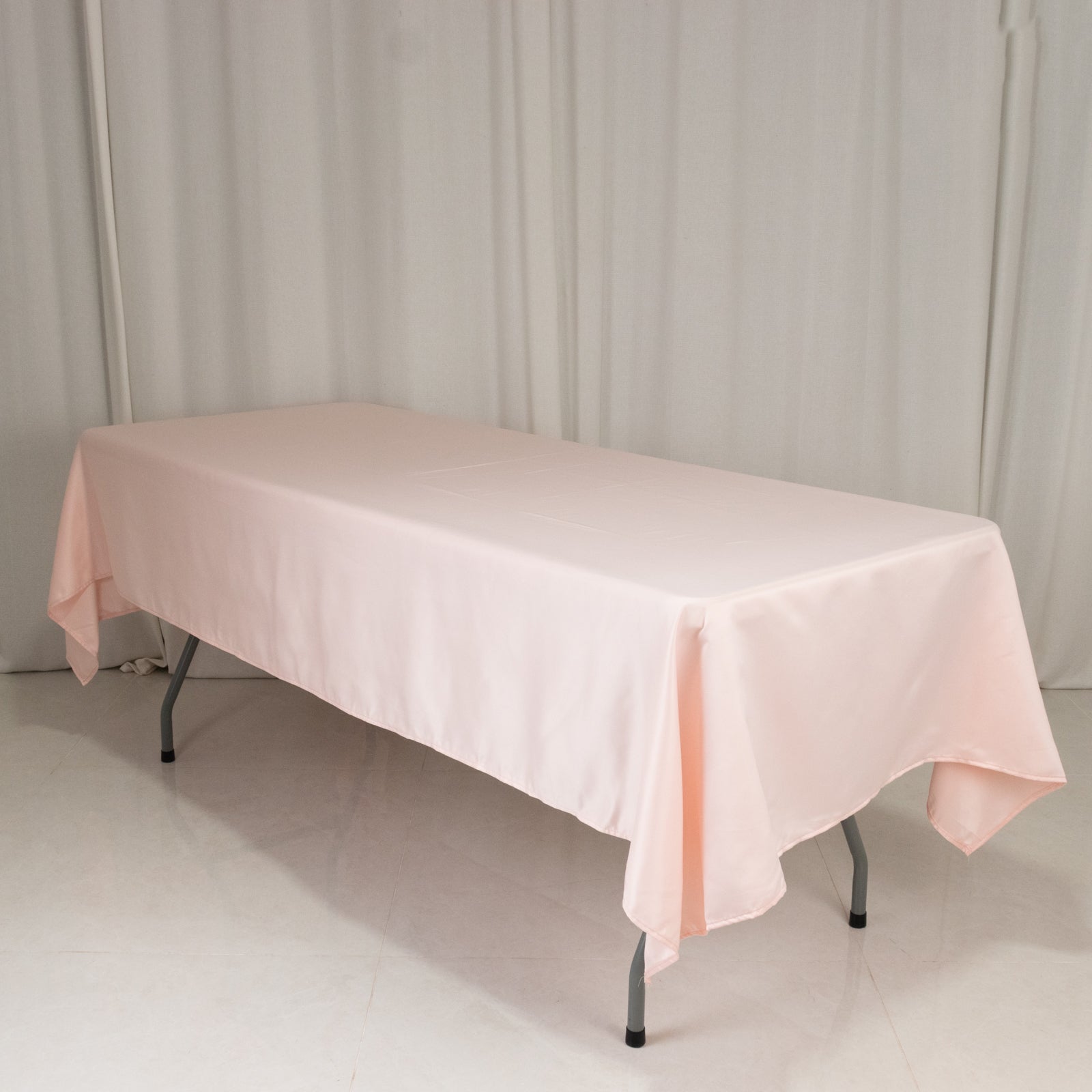 Lamour Satin 60"x102" Rectangle Tablecloth Blush - Durable & Silky Soft Feel Table Cover