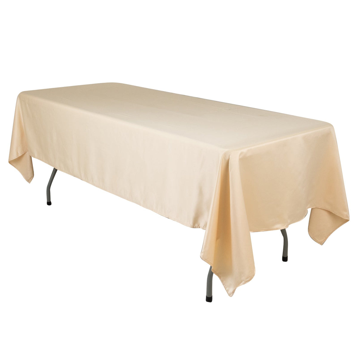 Lamour Satin 60"x102" Rectangle Tablecloth Beige - Durable & Silky Soft Feel Table Cover