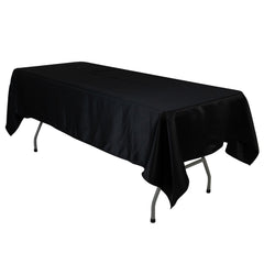 Lamour Satin 60"x102" Rectangle Tablecloth Black - Durable & Silky Soft Feel Table Cover for Weddings & Banquets