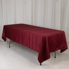 Lamour Satin 60"x102" Rectangle Tablecloth Burgundy - Durable & Silky Soft Feel Table Cover