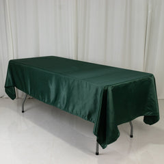 Lamour Satin 60"x102" Rectangle Tablecloth Hunter Emerald Green - Durable & Silky Soft Feel Table