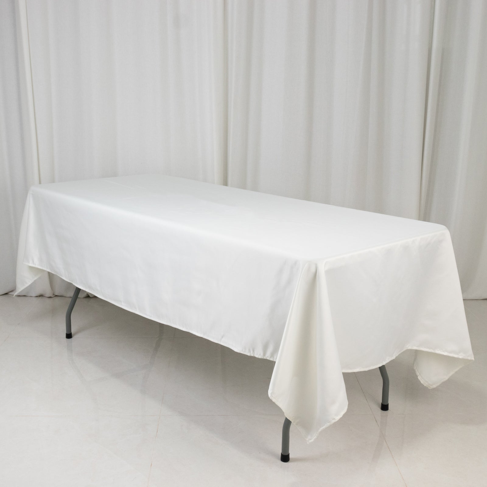 Lamour Satin 60"x102" Rectangle Tablecloth Ivory - Durable & Silky Soft Feel Table Cover
