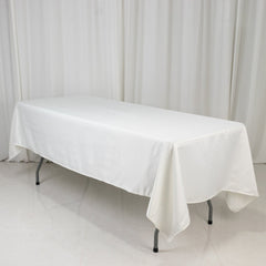 Lamour Satin 60"x102" Rectangle Tablecloth Ivory - Durable & Silky Soft Feel Table Cover