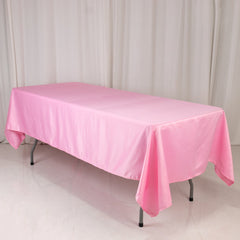 Lamour Satin 60"x102" Rectangle Tablecloth Pink - Durable & Silky Soft Feel Table Cover