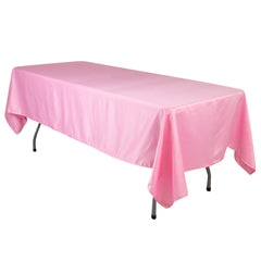 Lamour Satin 60"x102" Rectangle Tablecloth Pink - Durable & Silky Soft Feel Table Cover