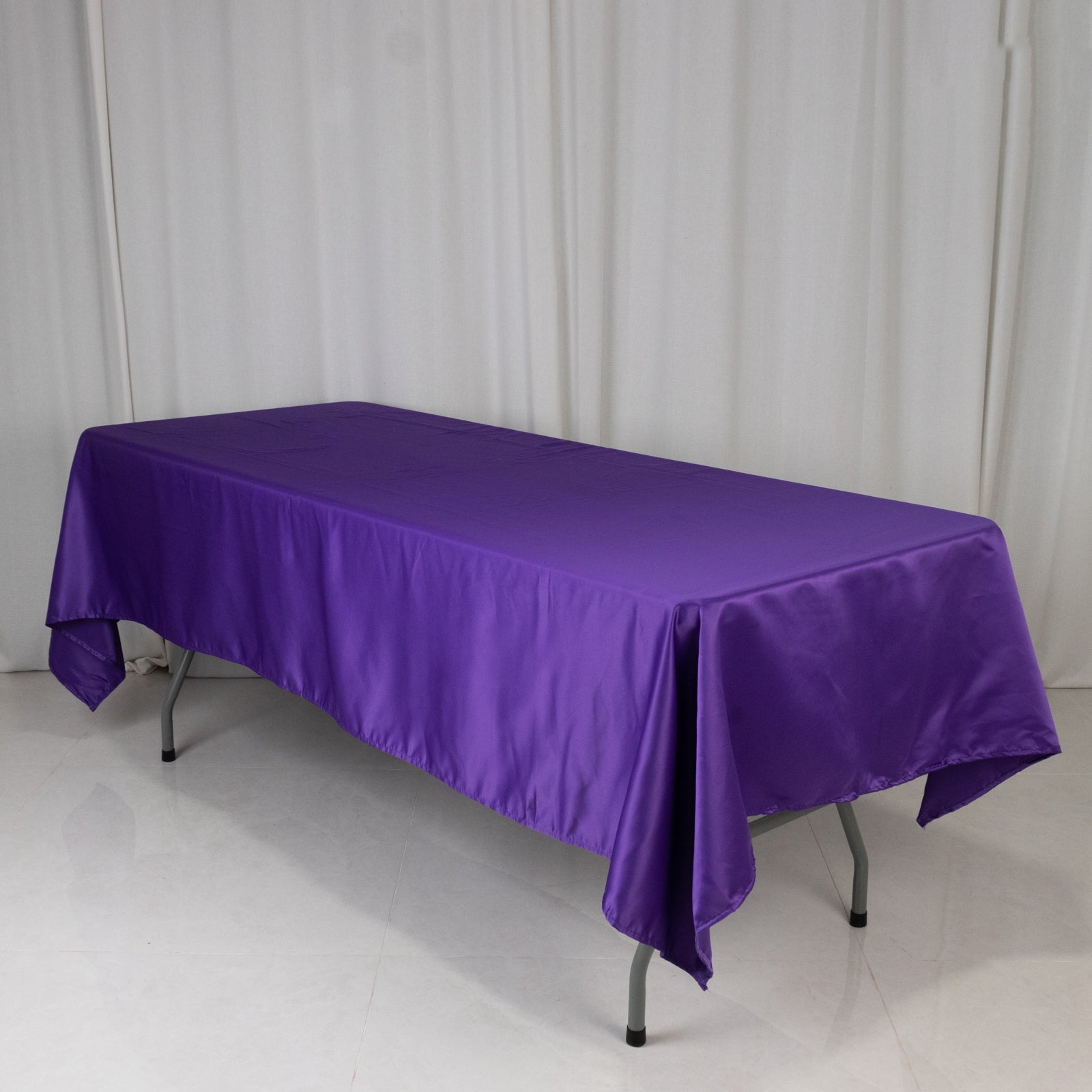 Lamour Satin 60"x102" Rectangle Tablecloth Purple - Durable & Silky Soft Feel Table Cover