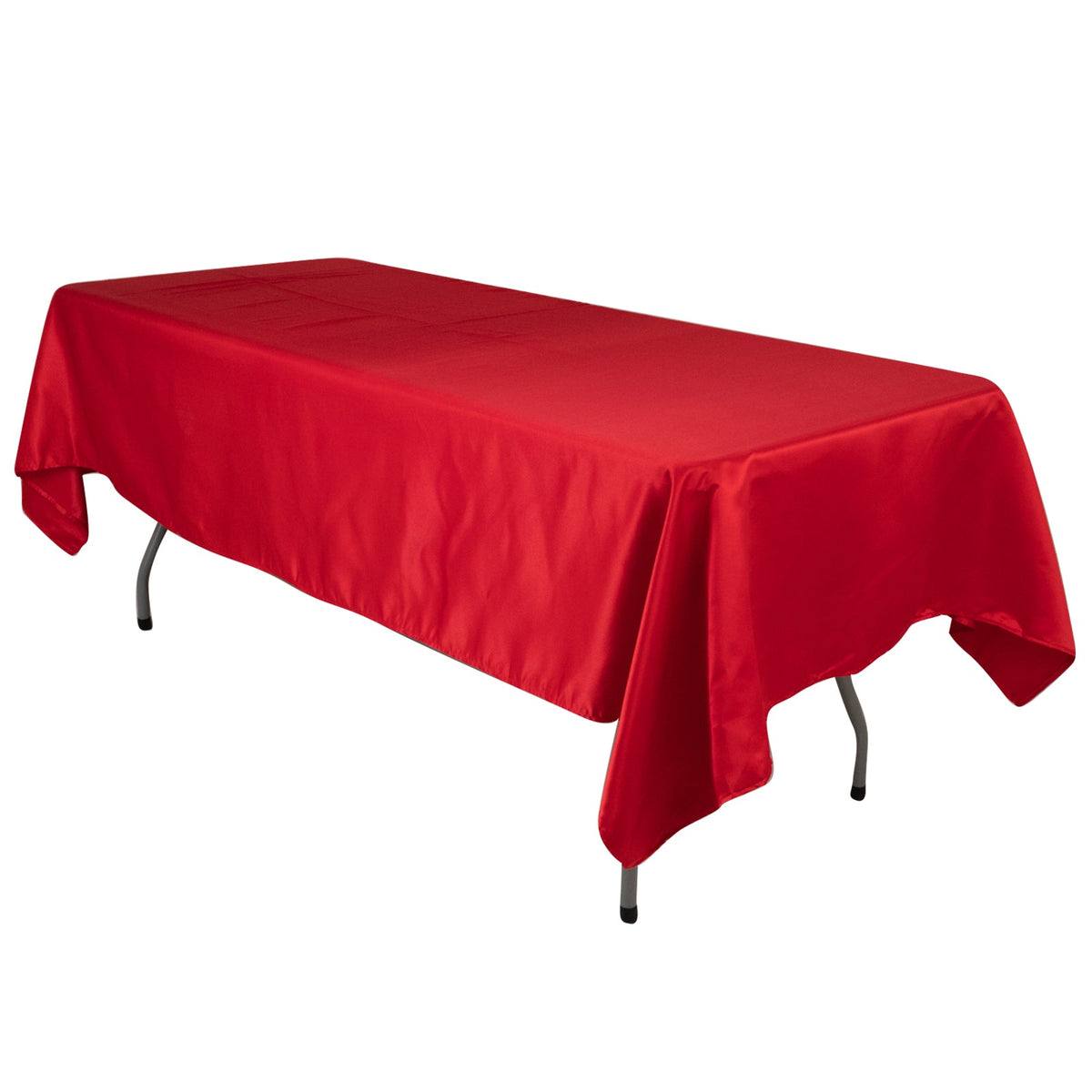 Lamour Satin 60"x102" Rectangle Tablecloth Red - Durable & Silky Soft Feel Table Cover