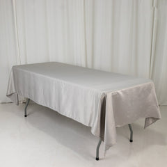 Lamour Satin 60"x102" Rectangle Tablecloth Silver - Durable & Silky Soft Feel Table Cover
