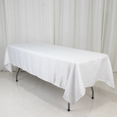 Lamour Satin 60"x102" Rectangle Tablecloth White - Durable & Silky Soft Feel Table Cover for Weddings & Banquets