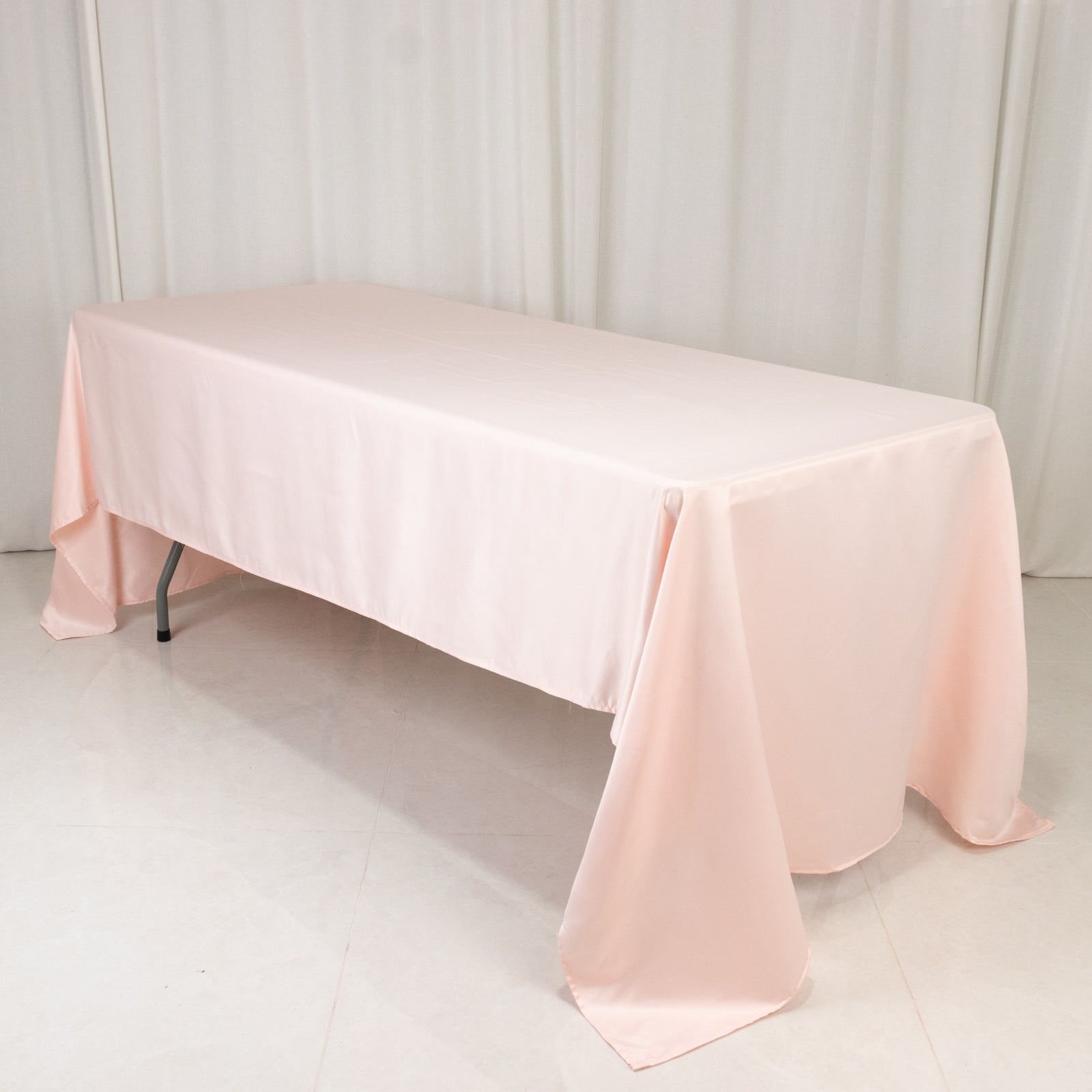 Lamour Satin 60"x126" Rectangle Tablecloth Blush - Soft & Silk-Like Table Cover