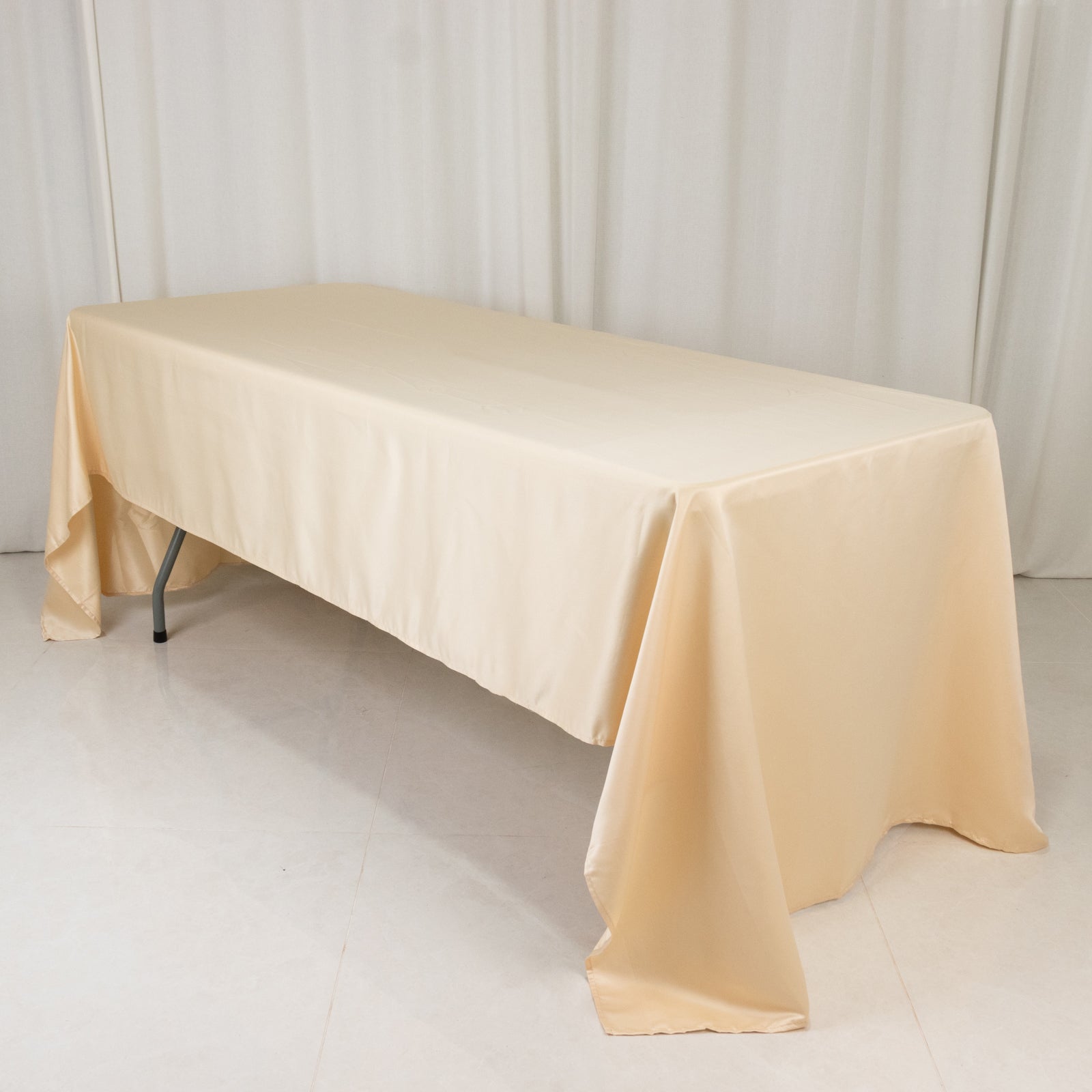 Lamour Satin 60"x126" Rectangle Tablecloth Beige - Soft & Silk-Like Table Cover
