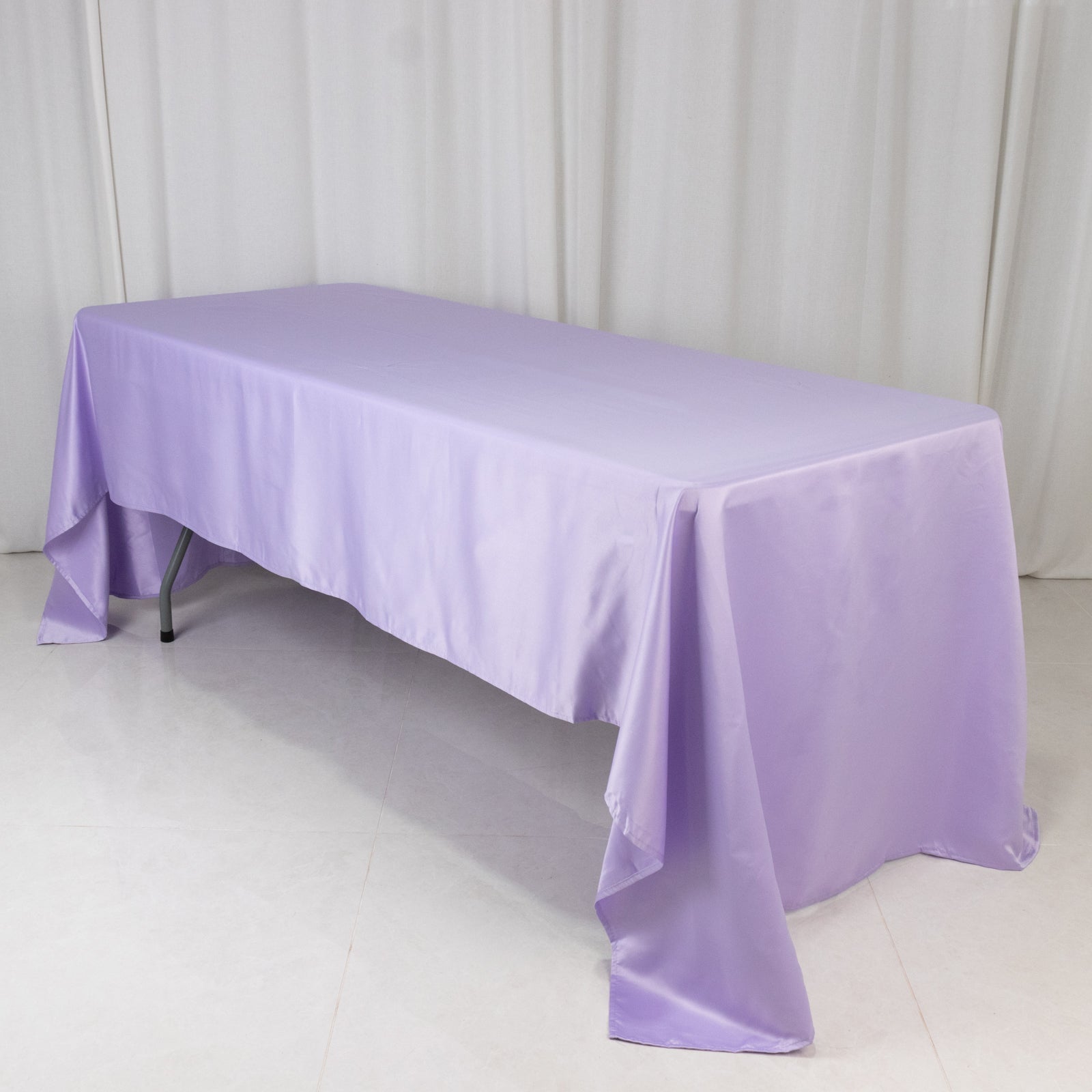 Lamour Satin 60"x126" Rectangle Tablecloth Lavender Lilac - Soft & Silk-Like Table Cover
