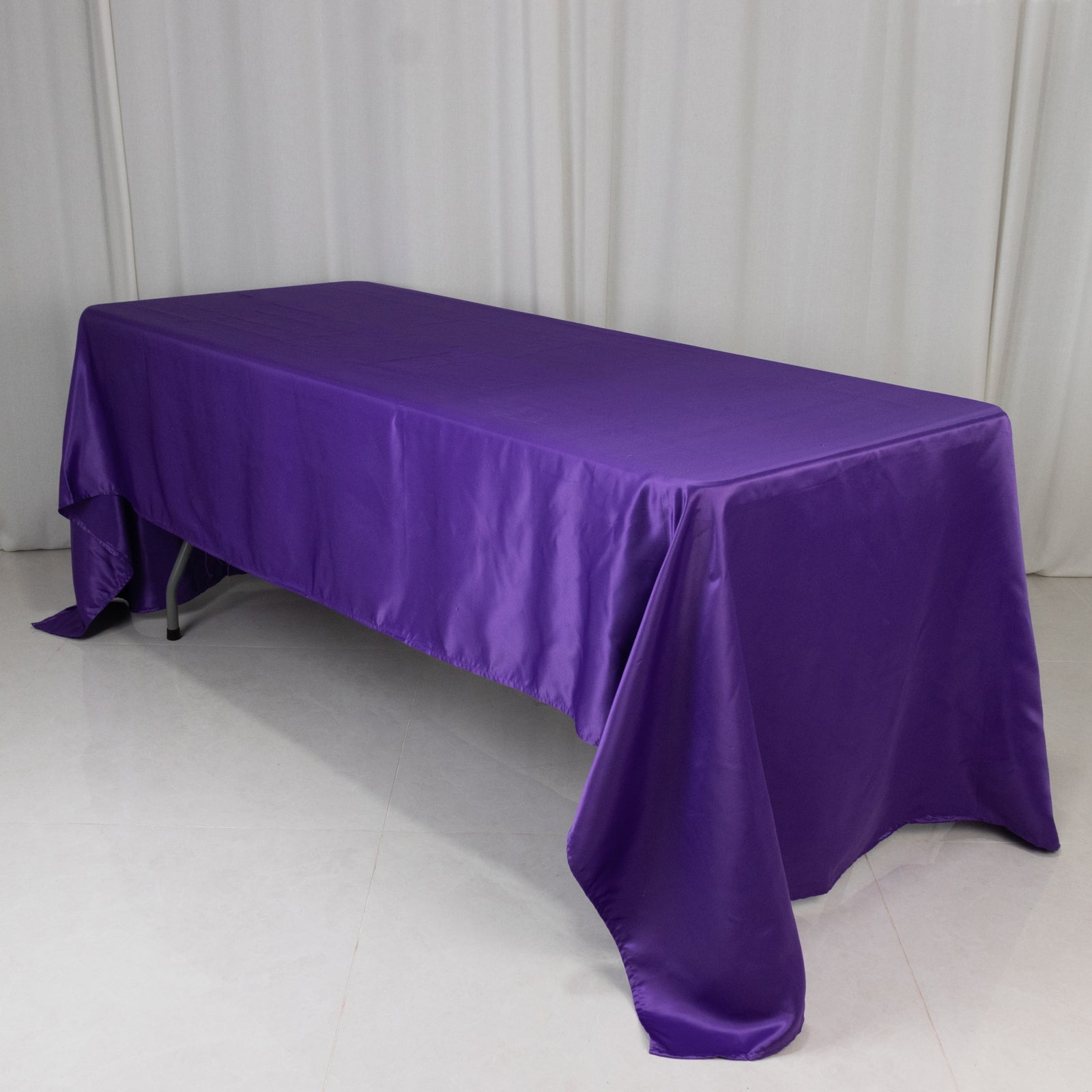 Lamour Satin 60"x126" Rectangle Tablecloth Purple - Soft & Silk-Like Table Cover