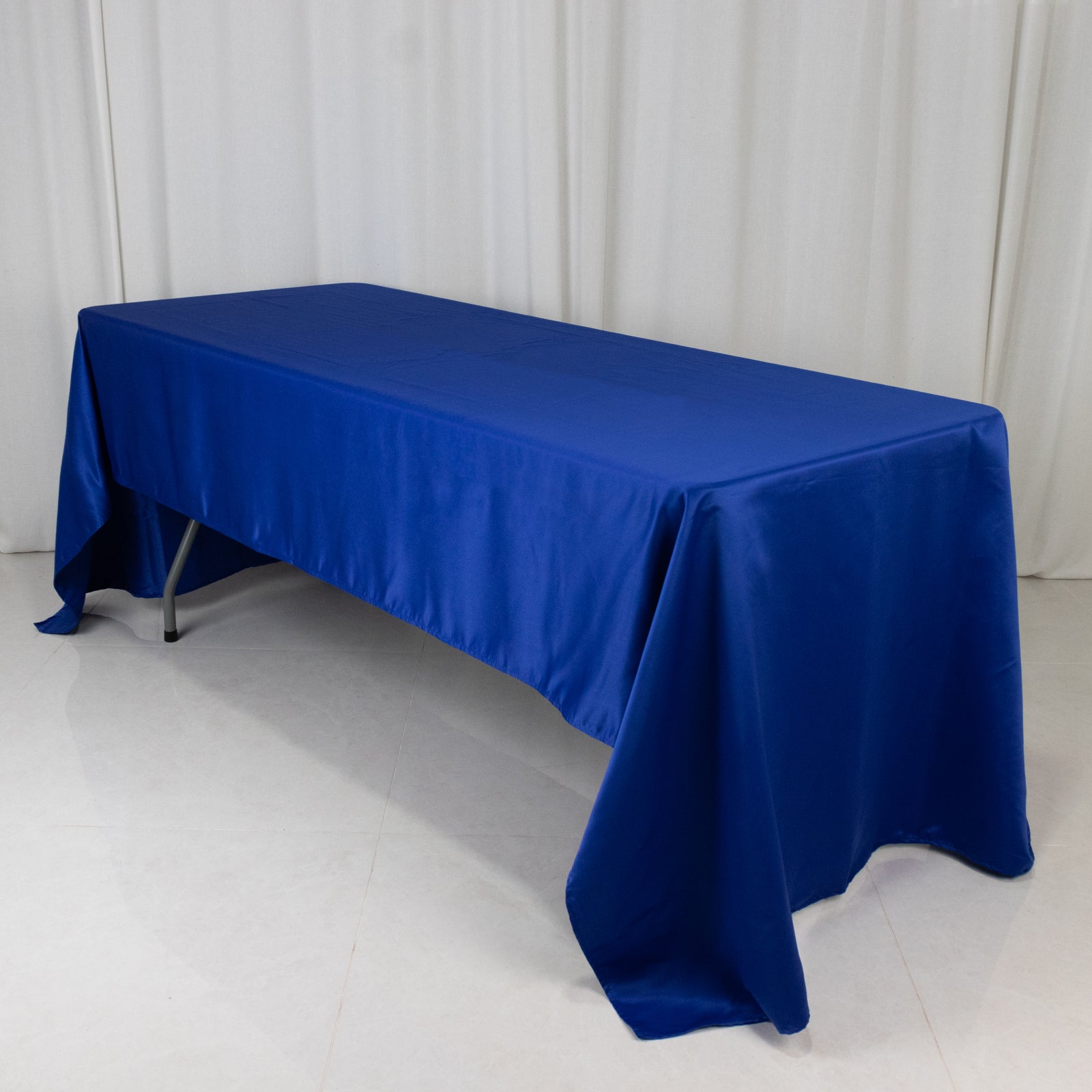Lamour Satin 60"x126" Rectangle Tablecloth Royal Blue - Soft & Silk-Like Table Cover