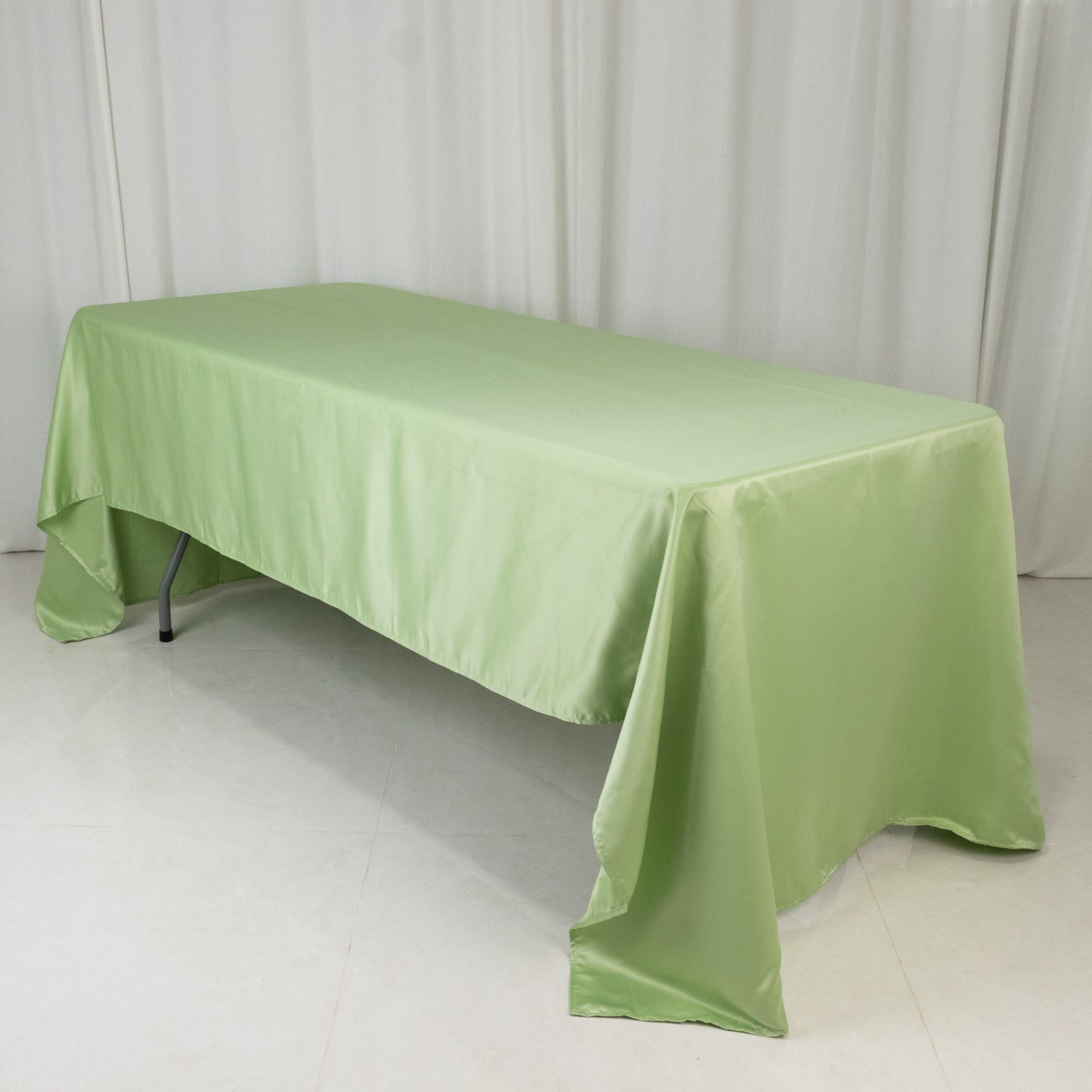 Lamour Satin 60"x126" Rectangle Tablecloth Sage Green - Soft & Silk-Like Table Cover