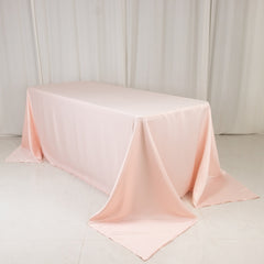 Lamour Satin 90"x132" Rectangle Tablecloth Blush - Soft & Silk-Like Seamless Table Cover
