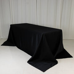 Lamour Satin 90"x132" Rectangle Tablecloth Black - Soft & Silk-Like Seamless Table Cover for Weddings & Parties