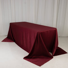 Lamour Satin 90"x132" Rectangle Tablecloth Burgundy - Soft & Silk-Like Seamless Table Cover