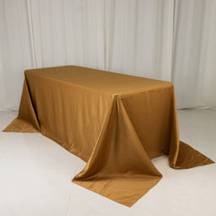 Lamour Satin 90"x132" Rectangle Tablecloth Gold - Soft & Silk-Like Seamless Table Cover for Weddings & Parties