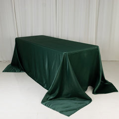 Lamour Satin 90"x132" Rectangle Tablecloth Hunter Emerald Green - Soft & Silk-Like Seamless Table Cover