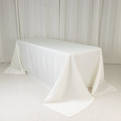 Lamour Satin 90"x132" Rectangle Tablecloth Ivory - Soft & Silk-Like Seamless Table Cover