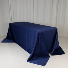 Lamour Satin 90"x132" Rectangle Tablecloth Navy Blue - Soft & Silk-Like Seamless Table Cover