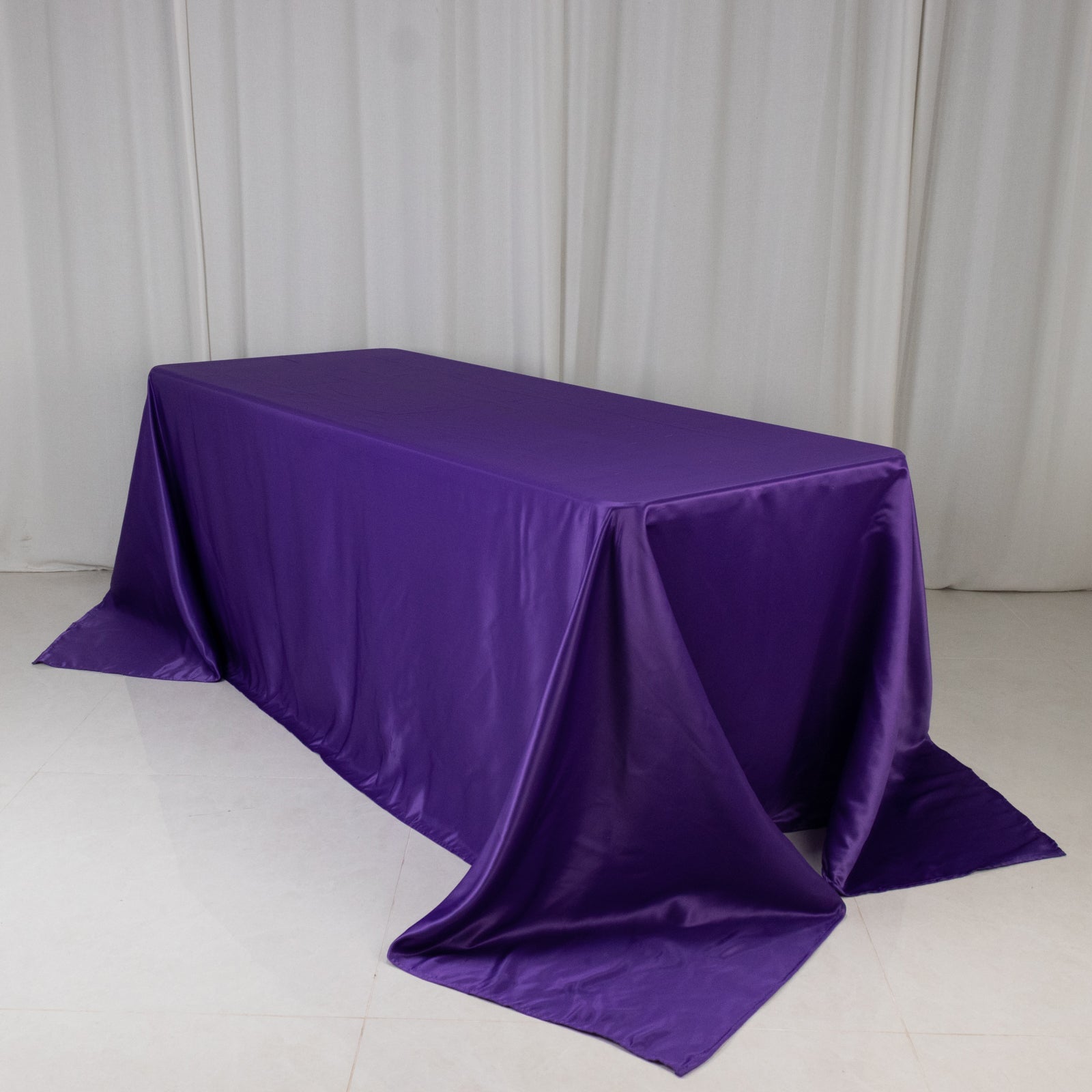 Lamour Satin 90"x132" Rectangle Tablecloth Purple - Soft & Silk-Like Seamless Table Cover