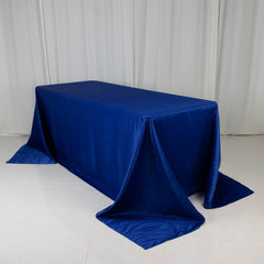 Lamour Satin 90"x132" Rectangle Tablecloth Royal Blue - Soft & Silk-Like Seamless Table Cover