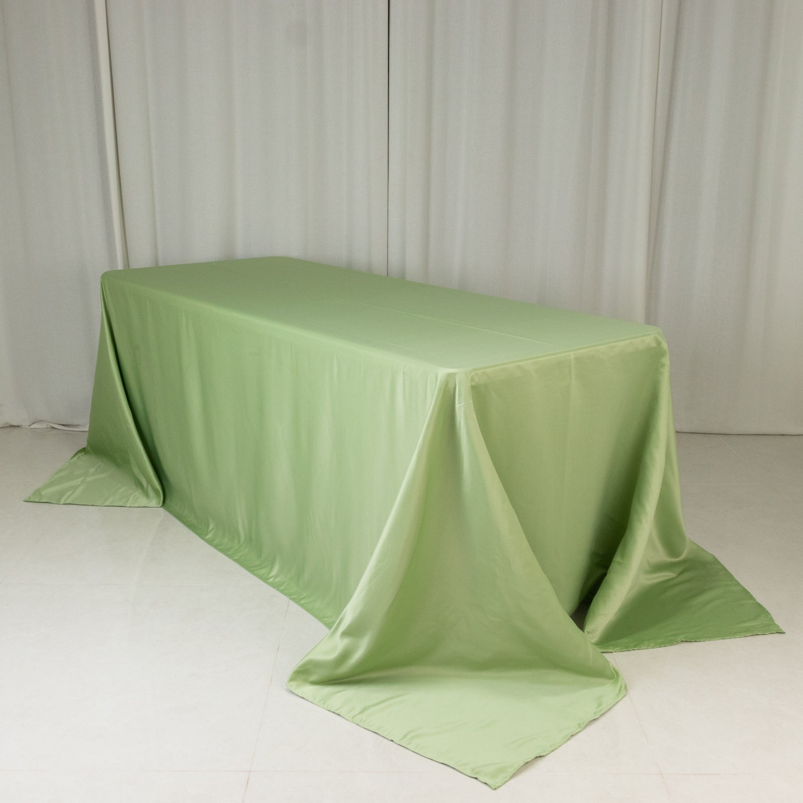 Lamour Satin 90"x132" Rectangle Tablecloth Sage Green - Soft & Silk-Like Seamless Table Cover