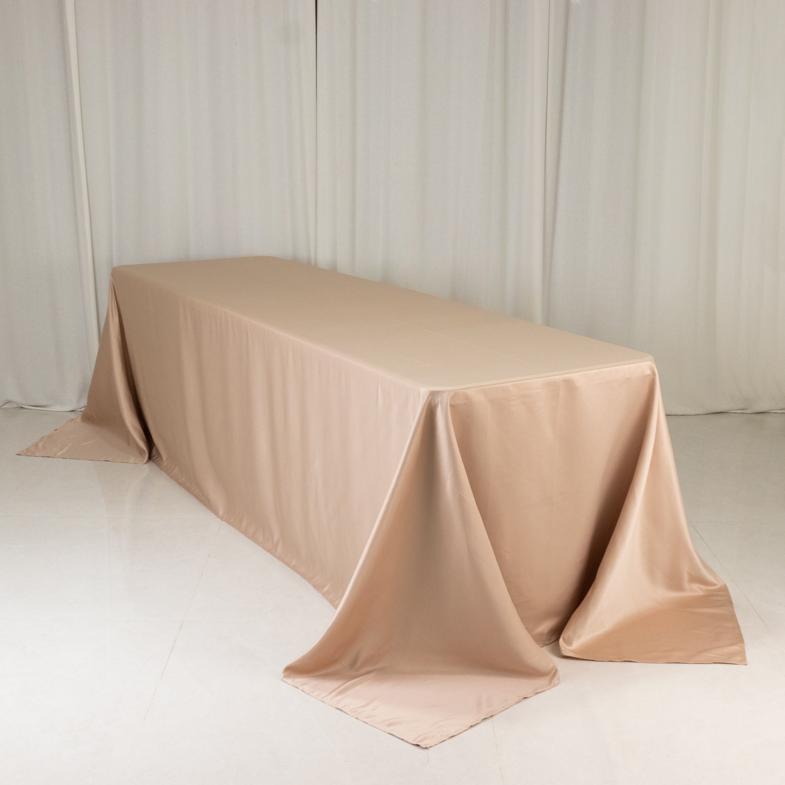 Lamour Satin 90"x156" Rectangle Tablecloth Nude - Luxurious, Soft Seamless Table Cover
