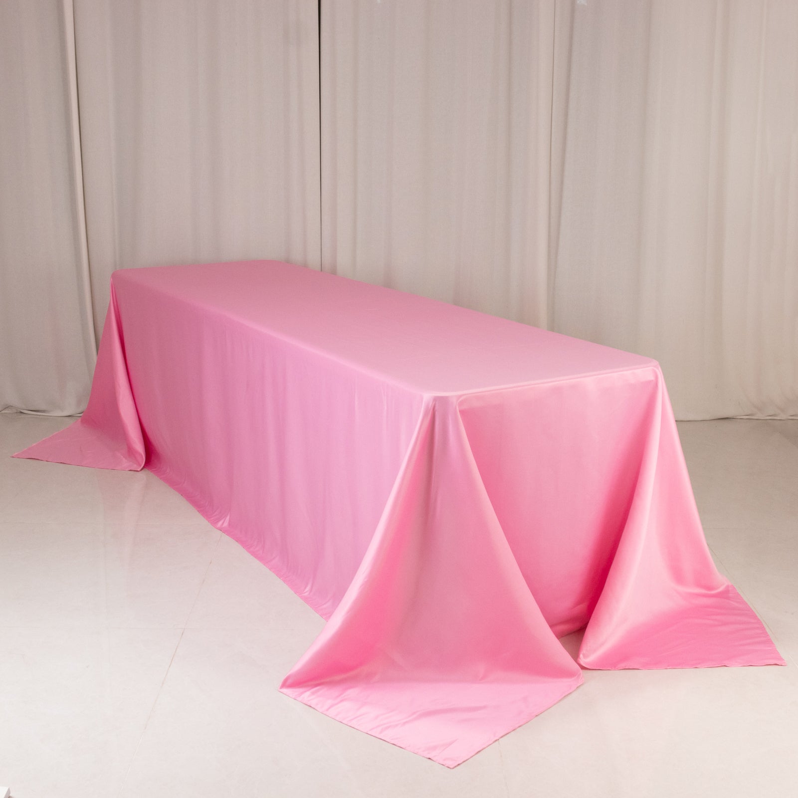 Lamour Satin 90"x156" Rectangle Tablecloth Pink - Luxurious, Soft Seamless Table Cover