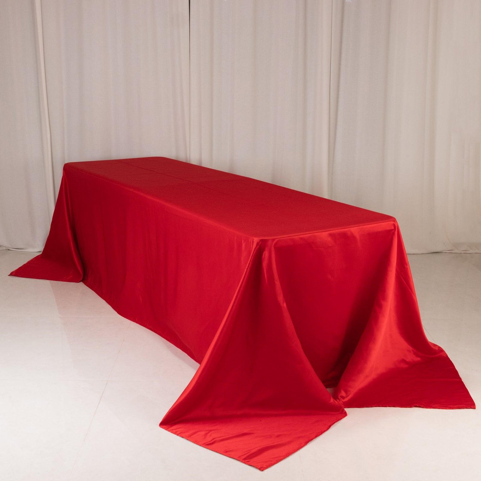 Lamour Satin 90"x156" Rectangle Tablecloth Red - Luxurious, Soft Seamless Table Cover