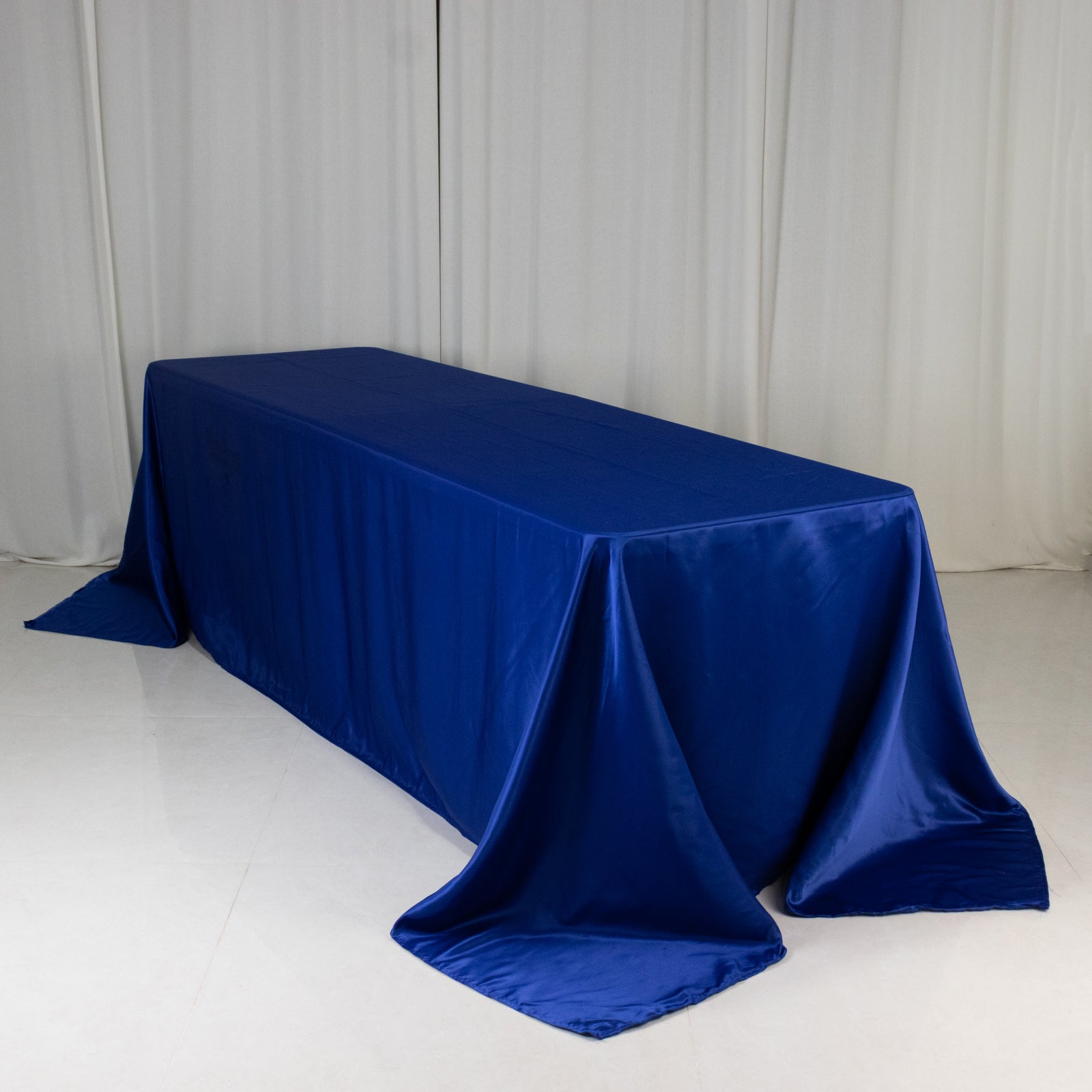 Lamour Satin 90"x156" Rectangle Tablecloth Royal Blue - Luxurious, Soft Seamless Table Cover