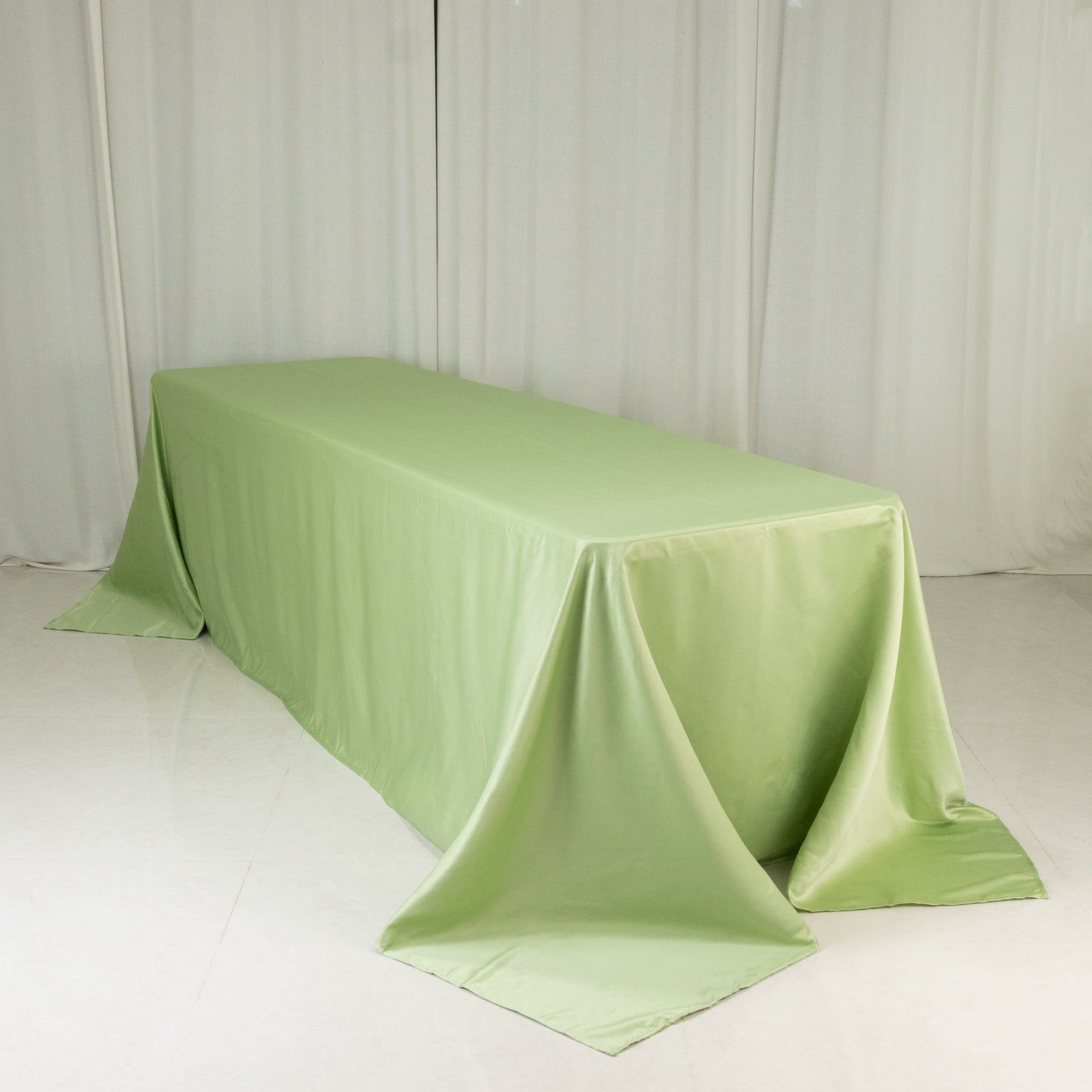 Lamour Satin 90"x156" Rectangle Tablecloth Sage Green - Luxurious, Soft Seamless Table Cover